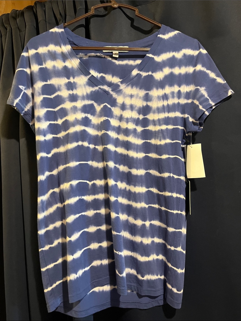 Tie-Dye V-Neck Short Sleeve Tee - Blue